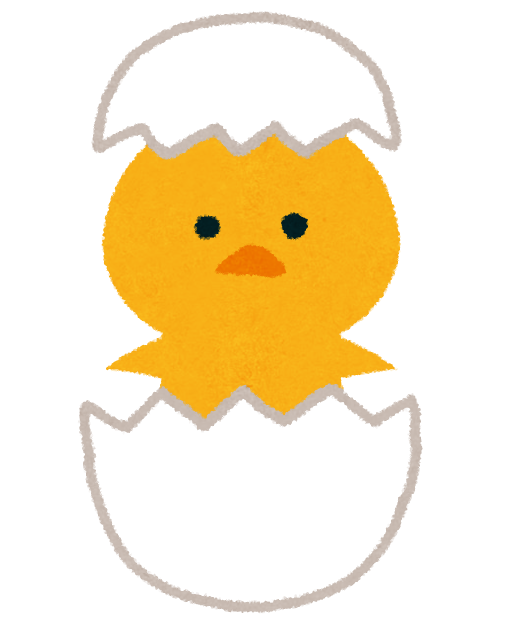 卵から孵化したばかりの可愛いヒヨコちゃんイラスト
