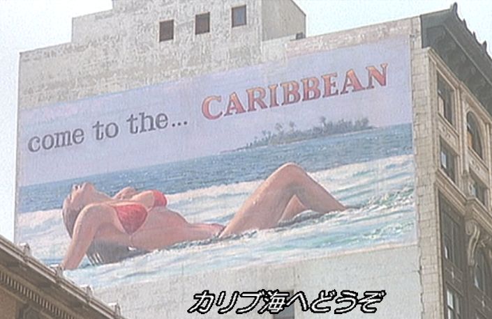 リゾートを満喫する水着美女の広告には・・・